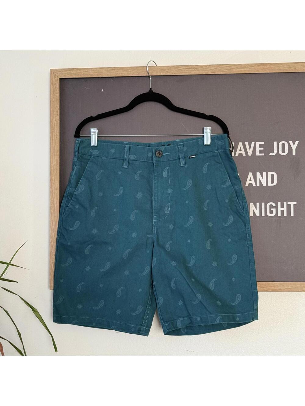 Teal Hurley Paisley Print Shorts Size 32 Casual Skate Surf Summer Fit